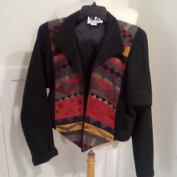 Vintage 80s  Imported Fabric Tapestry Bolero Jacket - Picture 5 of 16